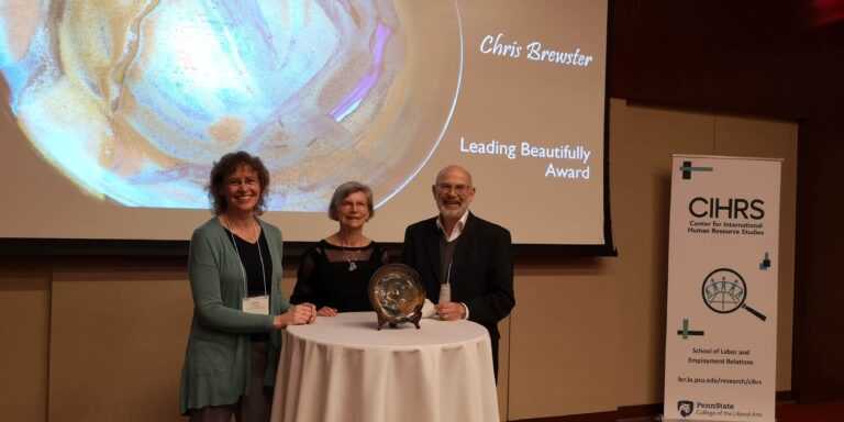 Elaine Farnsdale, Chris Brewster and his wife at the Leading Beautifully Award Ceremony.