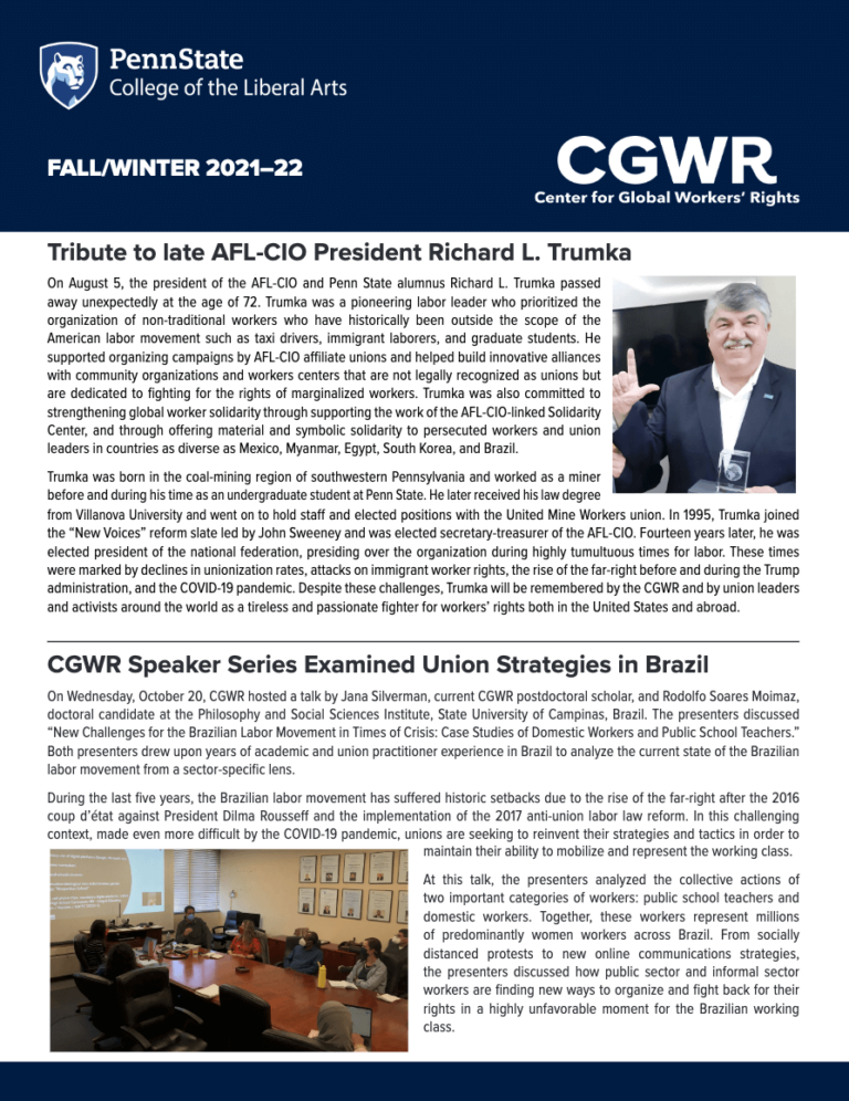 2021-22 FALL WINTER Newsletter cover