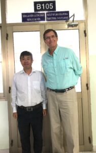 Director Paul Clark visited Ton Duc Thang University to discuss possibly establishing a formal relationship between TDTU’s Faculty of Labor Relations and Trade Unions and the School. Here Clark is pictured with Nguyen Dinh Hoa