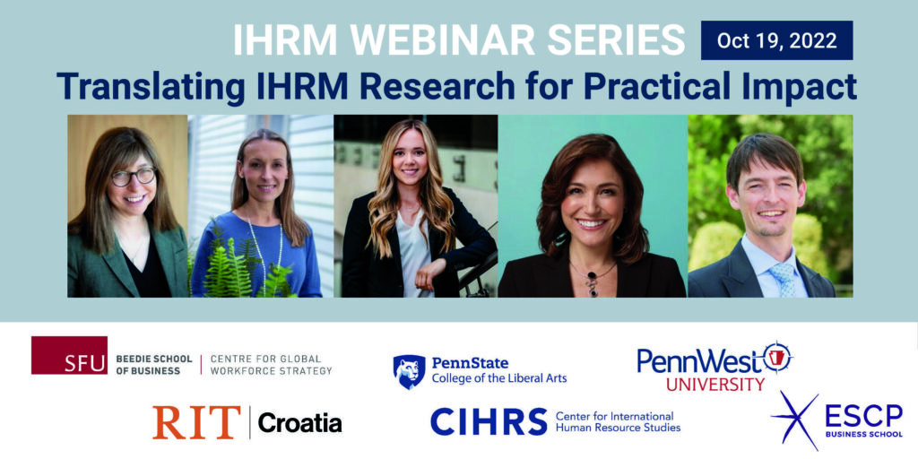 IHRM Webinar Series - Helen and all panelists - Banner with logos Oct 19