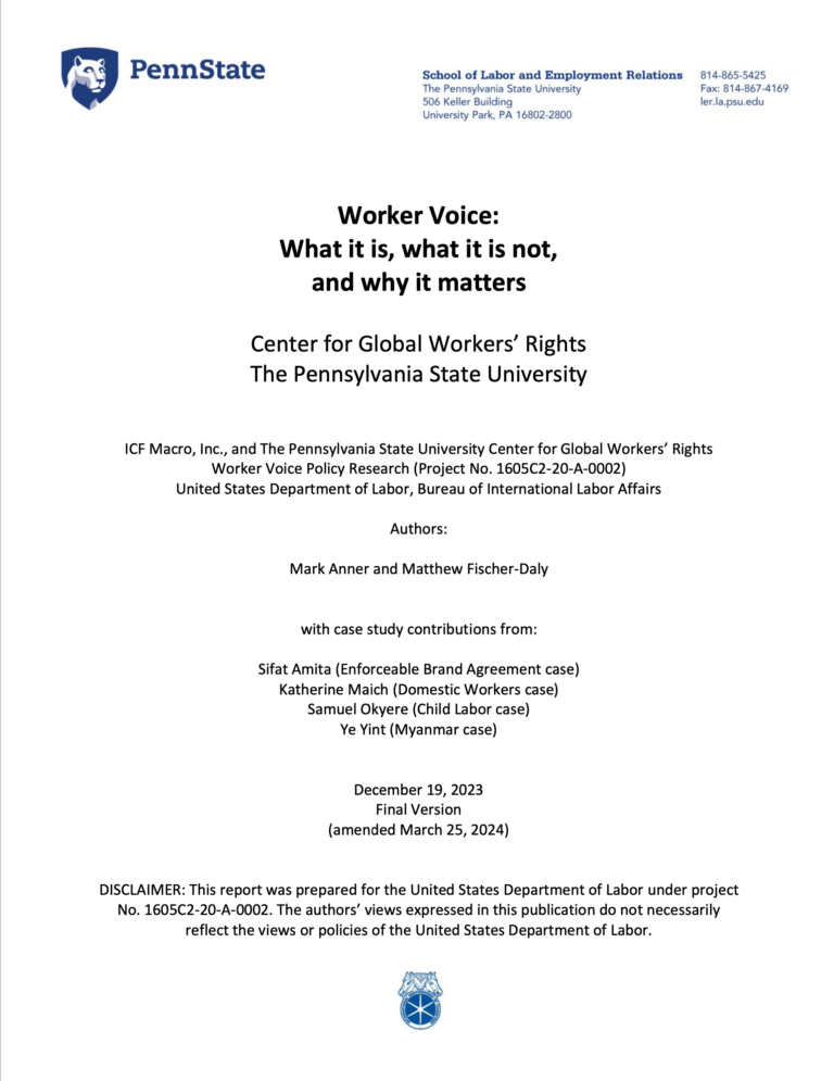 The cover of a paper called: Worker Voice: What is it, what it is not, and why it matters
